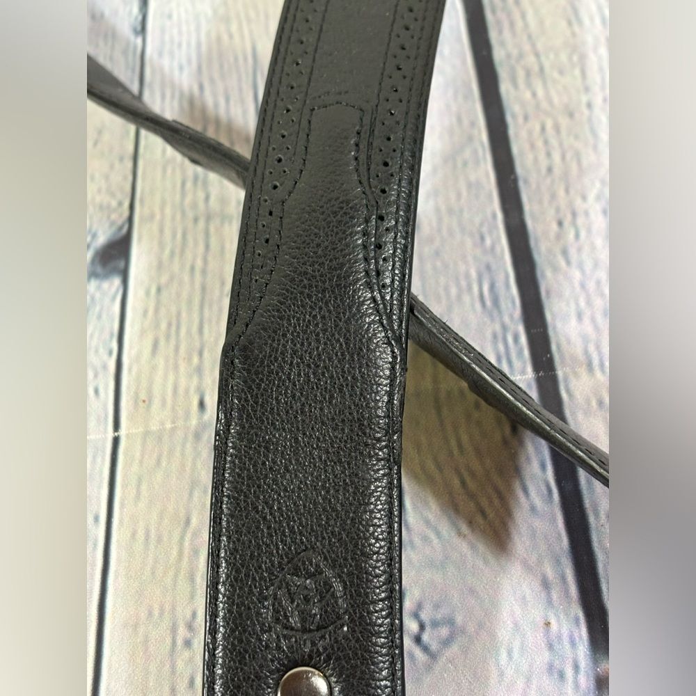 Ariat Black Leather Silver Buckle Western Southwestern Cowboy Casual Belt 44 - Picture 9 of 13